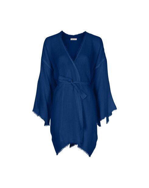 Mittellanger Kimono Rachel aus chinablauem Pashmina