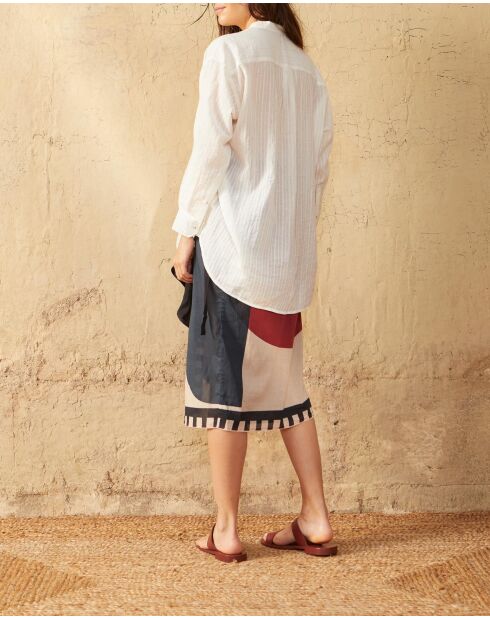 Lena T-Shirt im großen weißen Dobby-Design