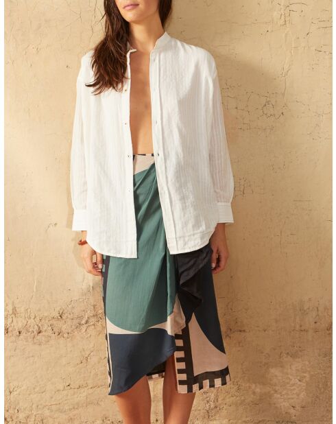 Lena T-Shirt im großen weißen Dobby-Design