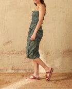 Falda Lola shibori en gran combinación de dobby verde