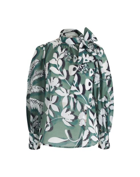 Camisa Odette tropical verde aguamarina