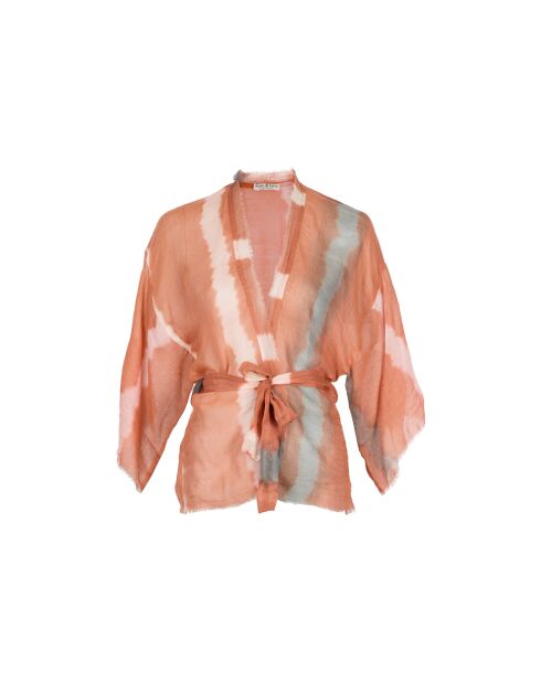 Renata Kimono mit Krawatte und Farbe in Pashmina-Rouge-Kombination