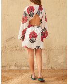 Vestido corto Molly con estampado floral indio Maravoile en combinación de arcilla roja