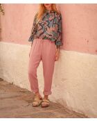 Tropische, staubblaue Bluse Odette