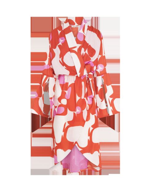 Vestido largo combinado rosa Maravoile estilo Anae de los años setenta