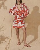 Géraldine tropische flitsende oranje jurk