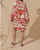 Géraldine tropische flitsende oranje jurk