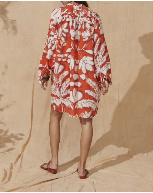 Géraldine tropische flitsende oranje jurk