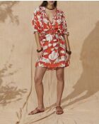 Géraldine tropische flitsende oranje jurk