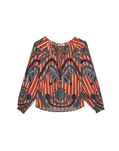 Camisa Rosie con estampado barroco en combinación de rojo maravoile