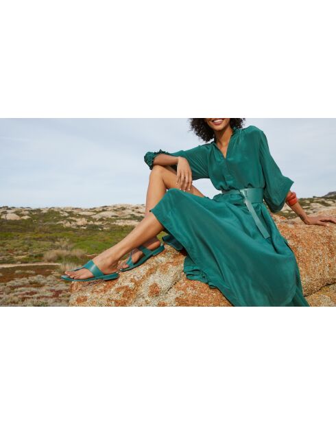 Vestido de seda Séraphine verde Aspen