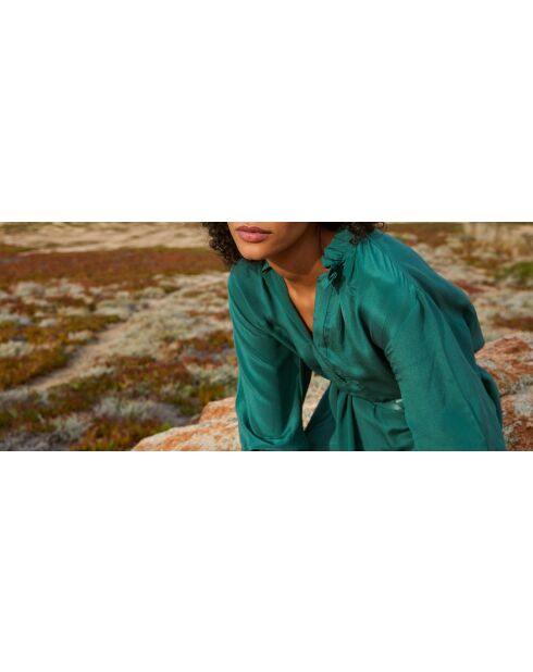 Vestido de seda Séraphine verde Aspen