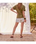 Witte korte broek van dubbel gaas Lilou