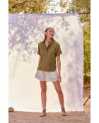 Witte korte broek van dubbel gaas Lilou