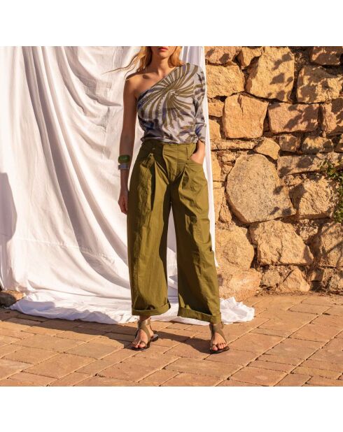 Top Gaelle con estampado floral en color maravoile Dill, morado, azul empolvado