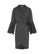 ANAE langes Kleid aus schieferfarbenem Seidenkrepp