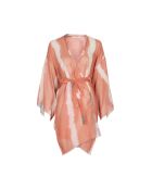 Kimono Rachel de longitud media anudado y teñido en combinación de rubor pashmina