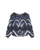 Camisa Rosie con estampado barroco en combinación negra maravoile
