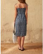 Vestido Pila shibori en combinación grande de Dobby azul