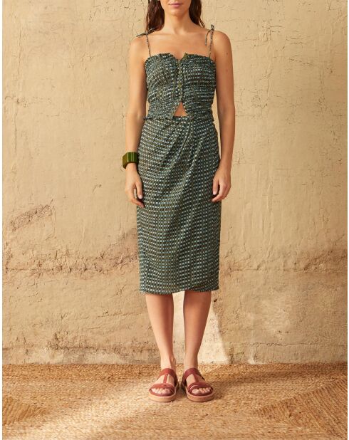 Paule Shibori-Top in großem grünem Dobby