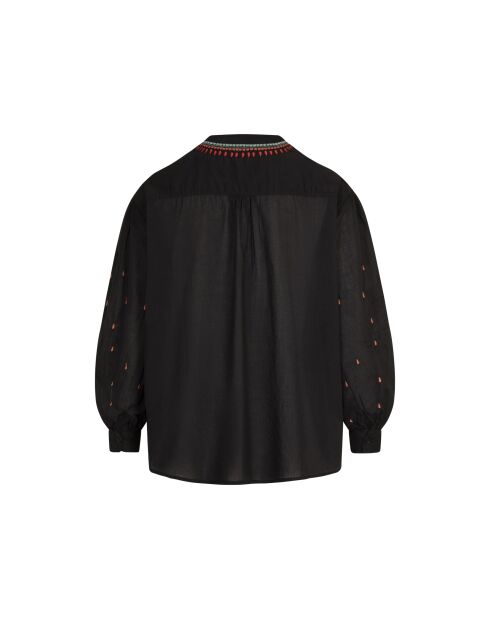 Blusa Gilda con estampado Matriochka en un combo negro maravoile