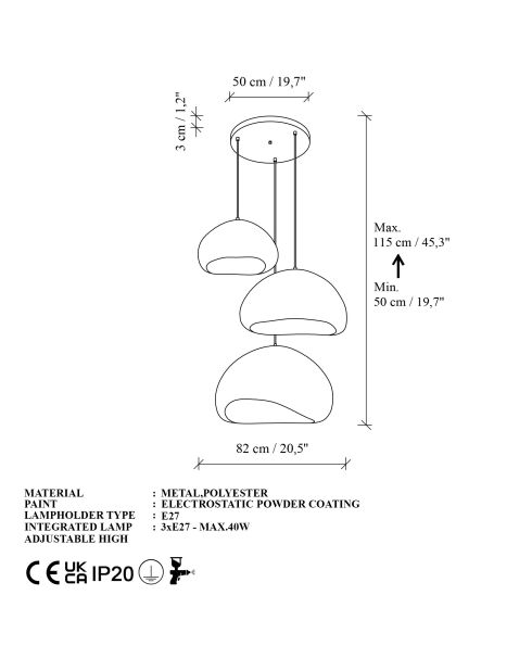 Loval Set T Luna weißer Kronleuchter - 55 x 45 x 60 cm