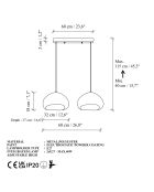 Lámpara blanca Luna 30 2 C de Loval, 65 x 30 x 30 cm