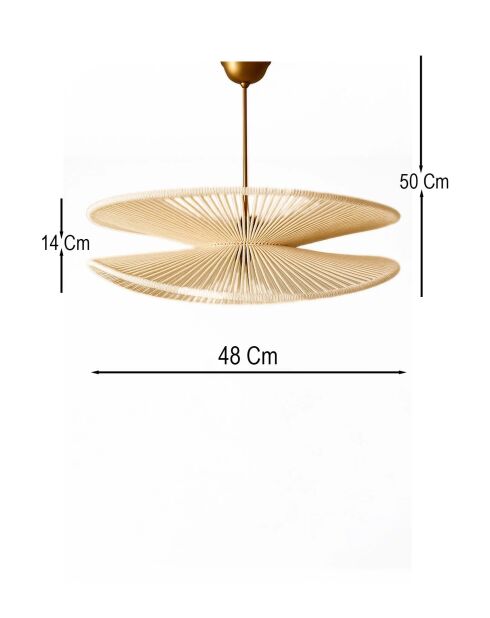 Lampadario BK170 ecru/oro - 52 x 52 x 23 cm