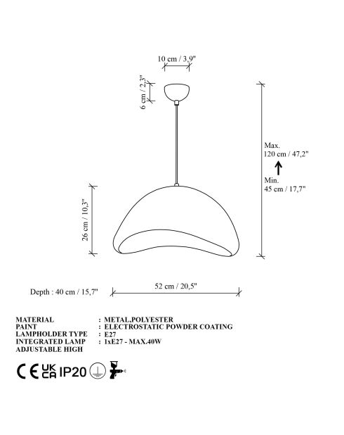 Luna 50 Lampadario Luna bianco - 60 x 55 x 35 cm