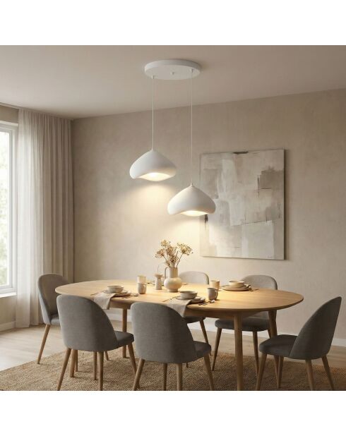 Lámpara blanca Luna Lora 30 2 T, 44 x 40 x 30 cm