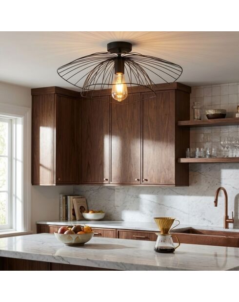 Lampada da soffitto Mantar 6500 P nera - 52 x 52 x 20 cm