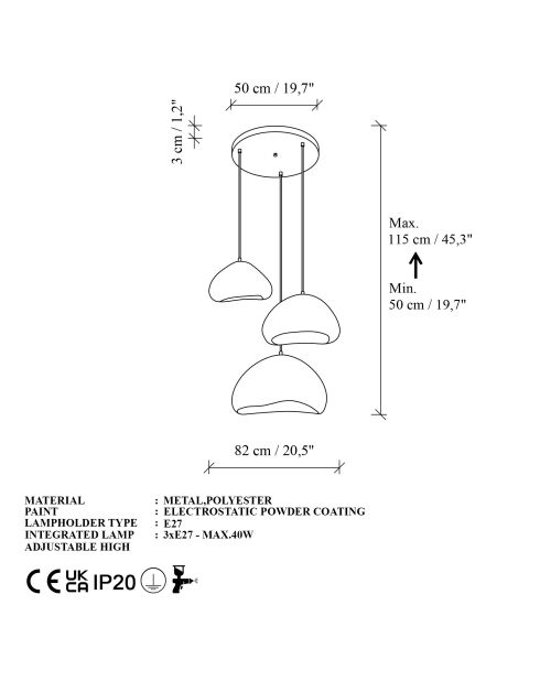 Luna Luna Lora Set T Lampadario Bianco - 55 x 45 x 60 cm