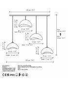 Luna Set Luna 30 4 C Nua - Lampadario bianco, 140 x 42 x 40 cm