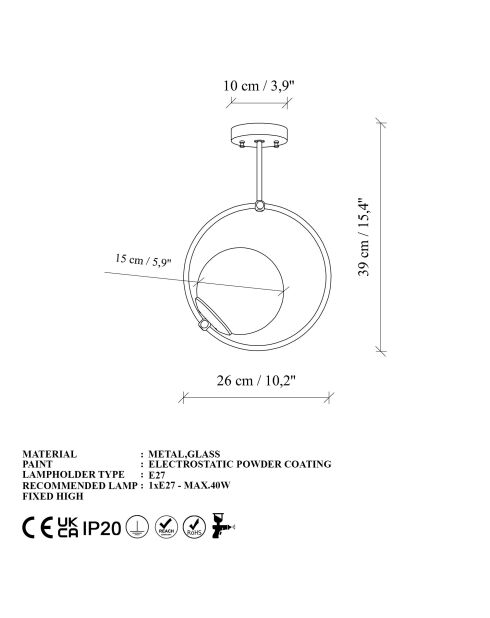 Dolunay 3903 gouden kroonluchter - 35 x 35 x 27 cm