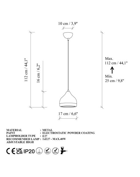 Yıldo M 6866 D weißer Kronleuchter - 30 x 20 x 53 cm