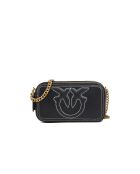 Sac bandoulière Étui pour appareil photo Carrie Mini en cuir grainé noir - 18x10x6 cm