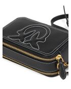 Sac bandoulière Étui pour appareil photo Carrie Mini en cuir grainé noir - 18x10x6 cm