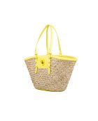 Panier Love Summer Rafia + Vit beige/jaune - 27x46x21 cm