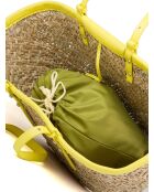 Panier Love Summer Rafia + Vit beige/jaune - 27x46x21 cm