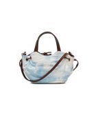 Borsa a mano Piccio celeste in misto lana - 20/41x17x7 cm