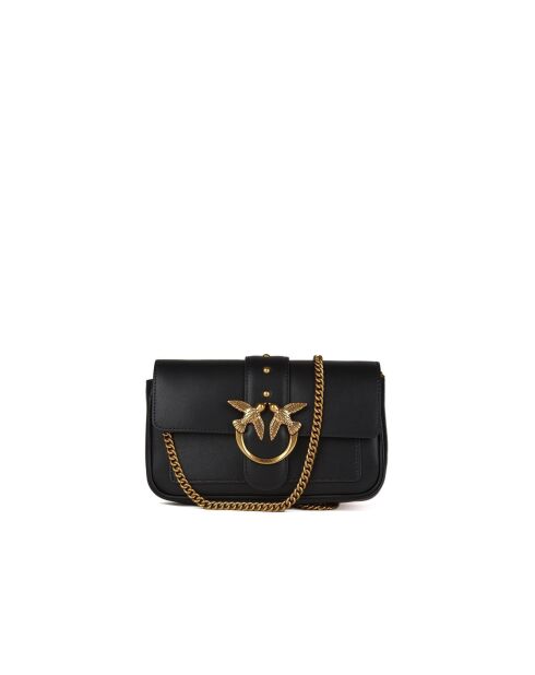 Sac bandoulière en Soie de veau Love One Pocket C noir - 20x12x3,5 cm