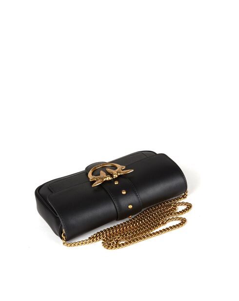 Sac bandoulière en Soie de veau Love One Pocket C noir - 20x12x3,5 cm