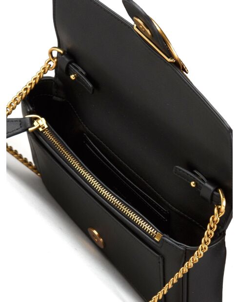 Sac bandoulière en Soie de veau Love One Pocket C noir - 20x12x3,5 cm