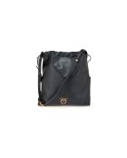 Borsa a tracolla in vitello nera extra morbida e casual - 43x43x2 cm