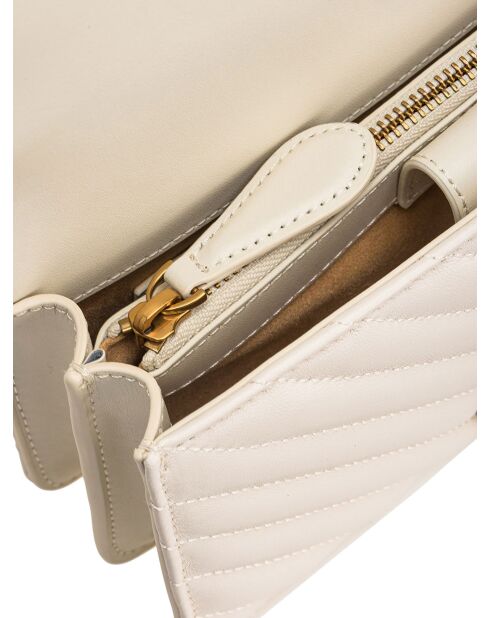 J'adore Les Mini Sheep DC Schultertasche aus Nappaleder mit weißem Fischgrätmuster - 21x14x6 cm