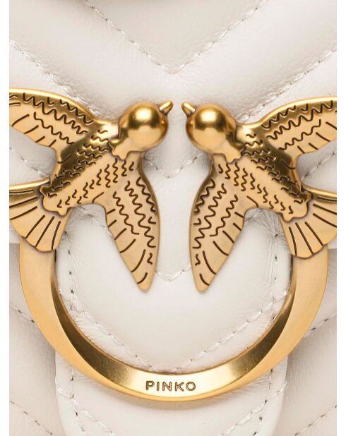 J'adore Les Mini Sheep DC Schultertasche aus Nappaleder mit weißem Fischgrätmuster - 21x14x6 cm