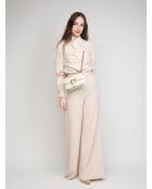 Borsa a tracolla J'adore les mini sheep DC Nappa con motivo a spina di pesce bianco - 21x14x6 cm