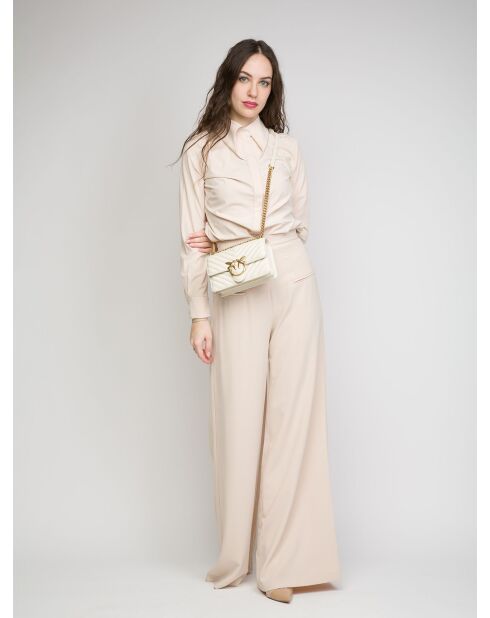 J'adore Les Mini Sheep DC Schultertasche aus Nappaleder mit weißem Fischgrätmuster - 21x14x6 cm