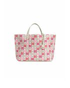 Borsa a tracolla Piccio in misto lana bianca/fucsia/rossa con maniche - 30x36x13 cm