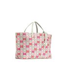 Borsa a tracolla Piccio in misto lana bianca/fucsia/rossa con maniche - 30x36x13 cm